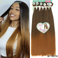 Cabelo Orgânico Liso Para Entrelace Feminina Extensões Alta Qualidade Fibra Química Orgânica Qualidade 240g50cm 6Pas "LISA"-MODA